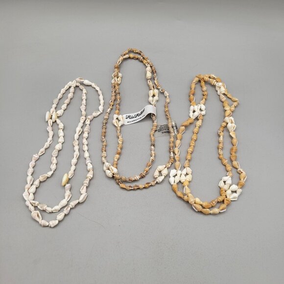 Hilo Hattie Natural Cowrie and Cone Shell Necklaces Overhead Lot of 3 - Picture 1 of 5